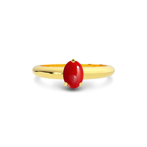 Red Coral Gold Ring R13