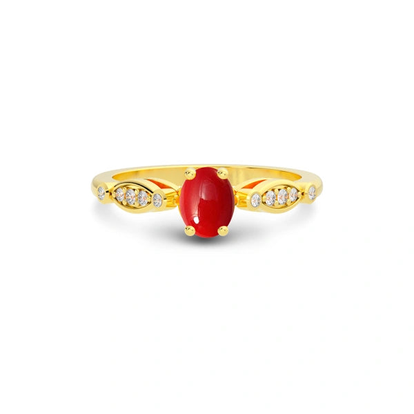 Red Coral Gold Ring R15