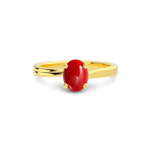 Red Coral Gold Ring R16