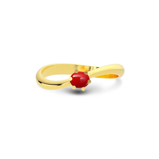 Red Coral Gold Ring R17