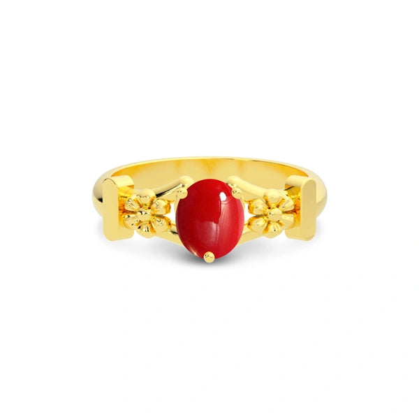 Red Coral Gold Ring R18