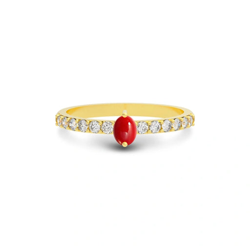 Red Coral Gold Ring R20