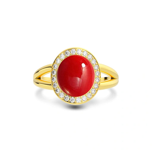 Red Coral Gold Ring R21