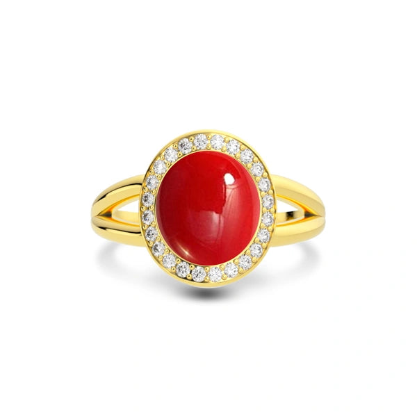 Red Coral Gold Ring R21