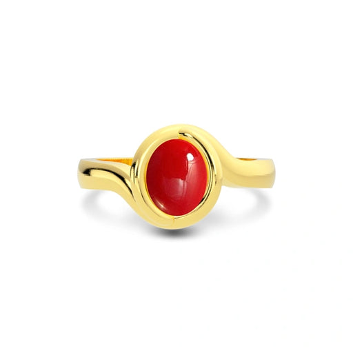 Red Coral Gold Ring R22
