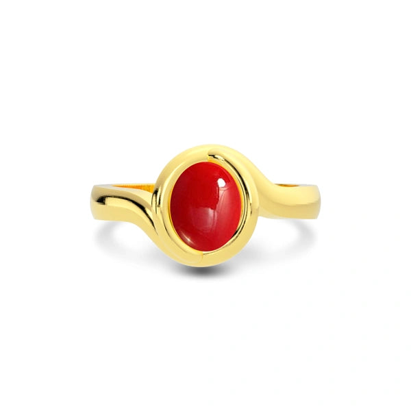 Red Coral Gold Ring R22