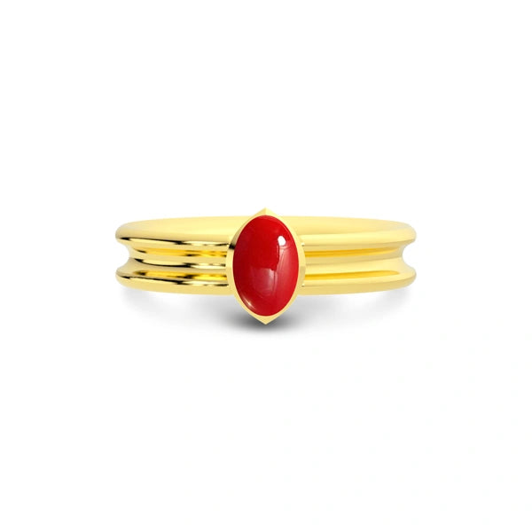 Red Coral Gold Ring R24