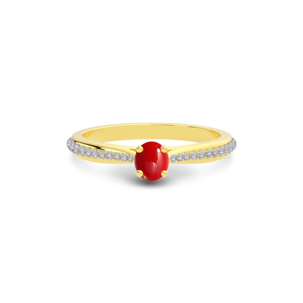 Red Coral Gold Ring R25