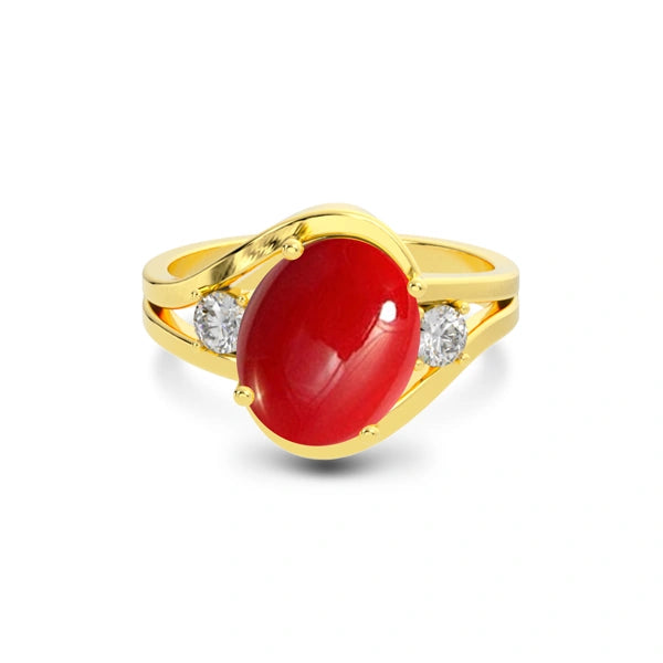 Red Coral Gold Ring R26