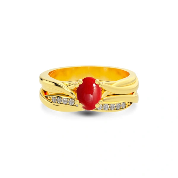 Red Coral Gold Ring R27