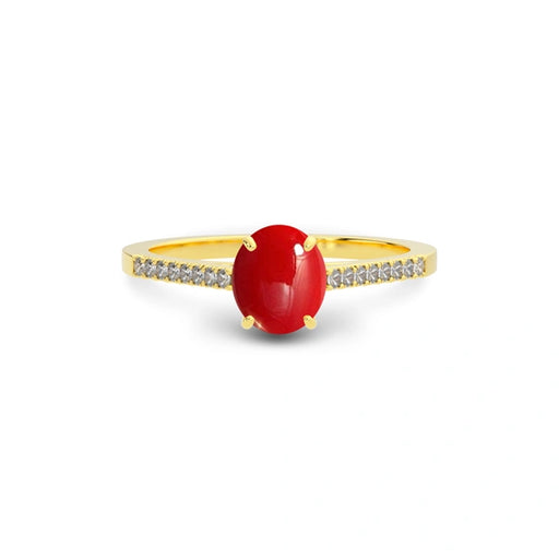 Red Coral Gold Ring R28