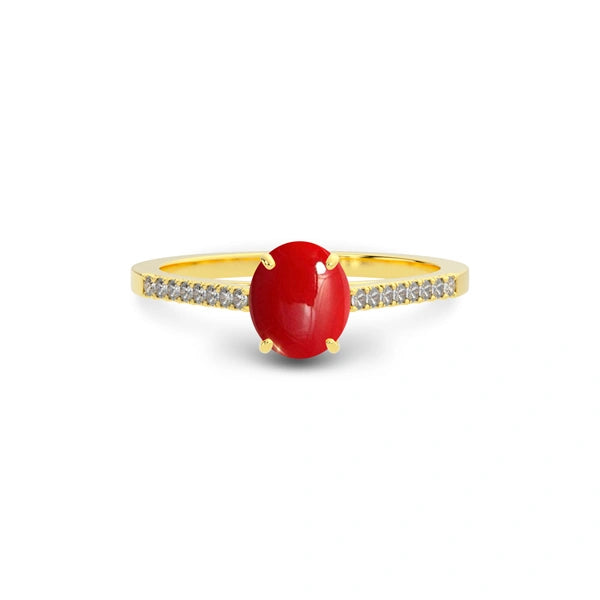Red Coral Gold Ring R28