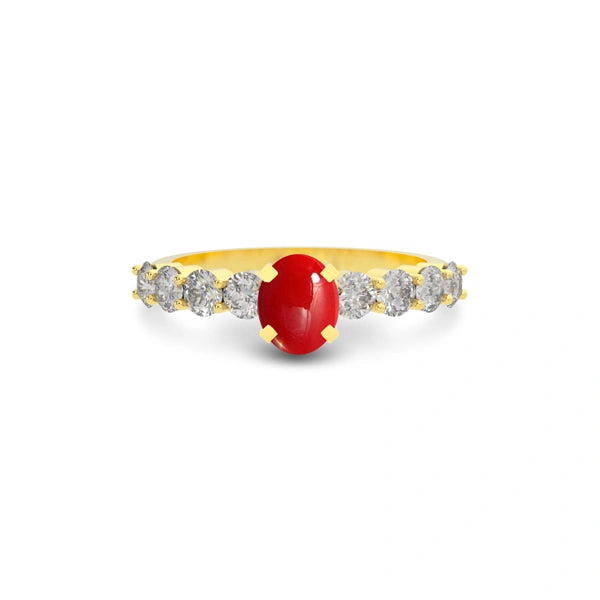 Red Coral Gold Ring R29