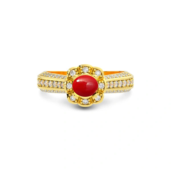 Red Coral Gold Ring R30