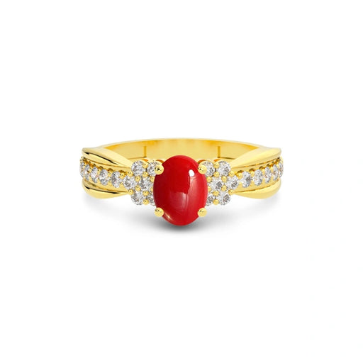 Red Coral Gold Ring R31