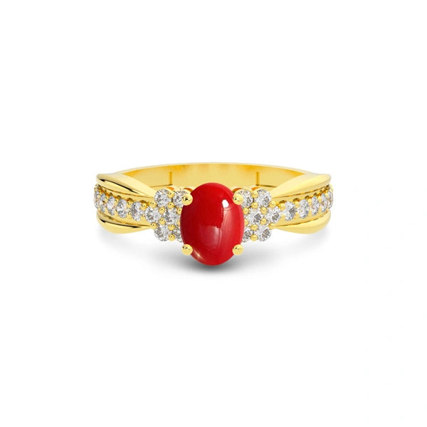 Red Coral Gold Ring R31
