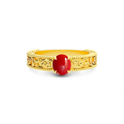 Red Coral Gold Ring R33