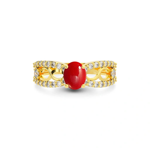 Red Coral Gold Ring R34