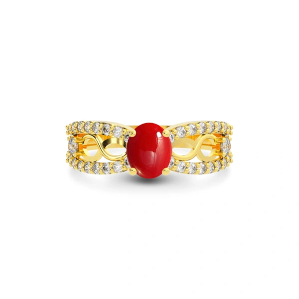 Red Coral Gold Ring R34