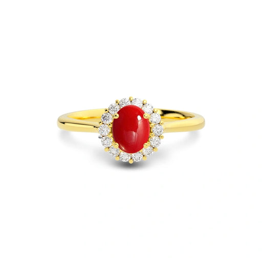 Red Coral Gold Ring R35