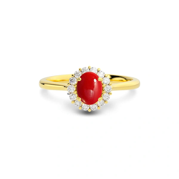 Red Coral Gold Ring R35