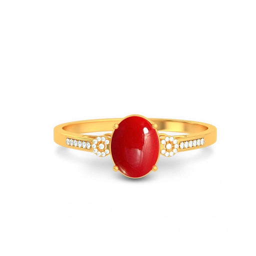 Red Coral Gold Ring R37