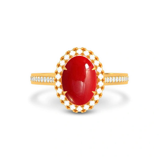 Red Coral Gold Ring R40