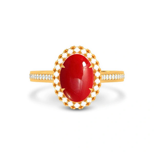 Red Coral Gold Ring R40