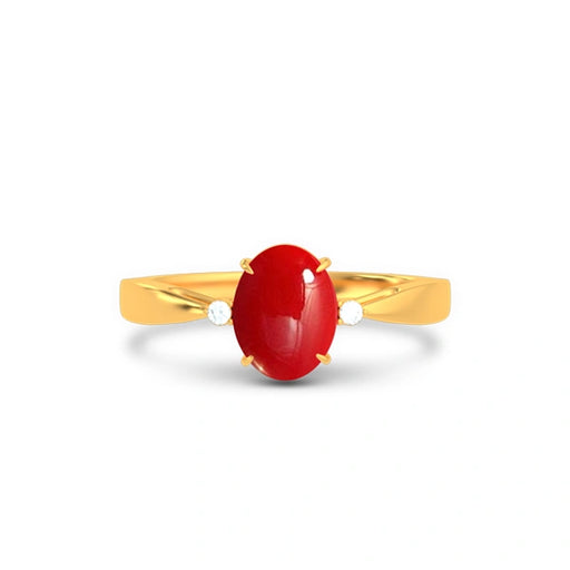 Red Coral Gold Ring R42