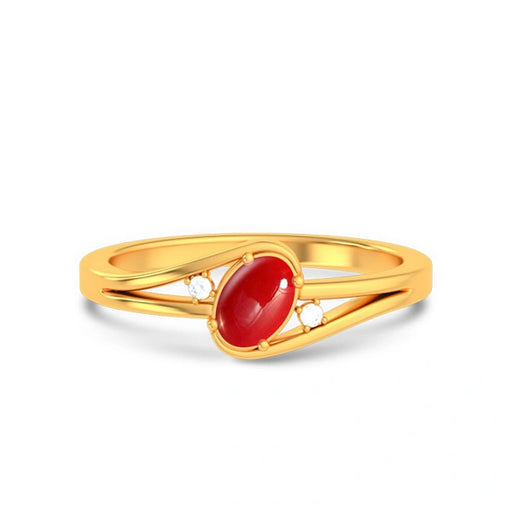 Red Coral Gold Ring R44