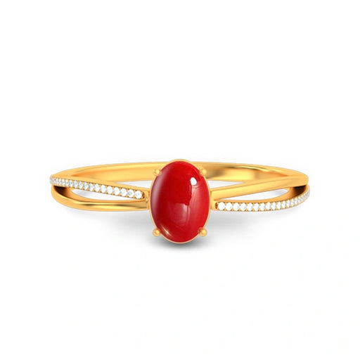 Red Coral Gold Ring R47