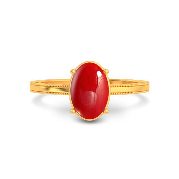Red Coral Gold Ring R48