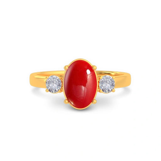 Red Coral Gold Ring R51