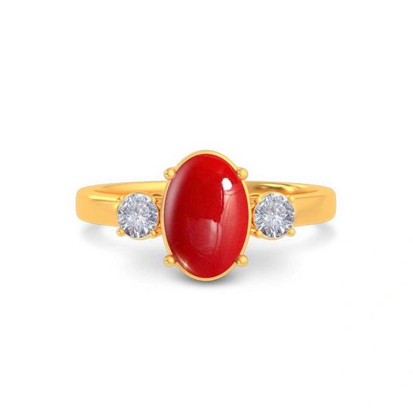 Red Coral Gold Ring R51