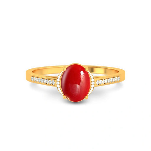 Red Coral Gold Ring R53