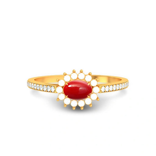 Red Coral Gold Ring R55
