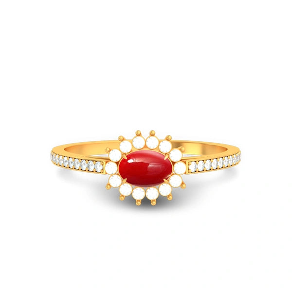 Red Coral Gold Ring R55