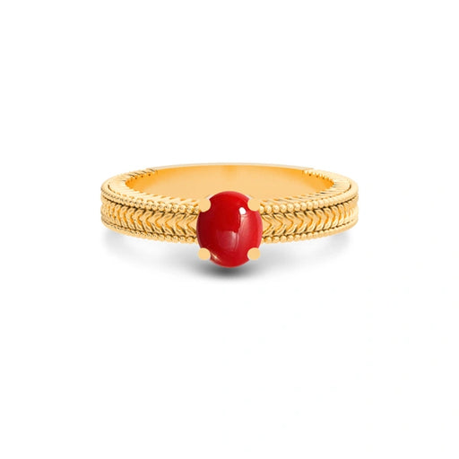 Red Coral Panchdhatu Ring R3