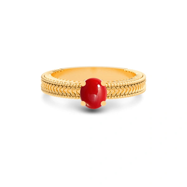 Red Coral Panchdhatu Ring R3