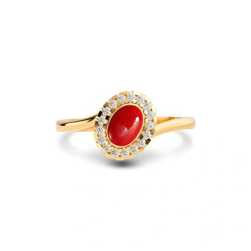 Red Coral Panchdhatu Ring R5