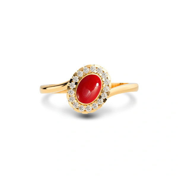 Red Coral Panchdhatu Ring R5