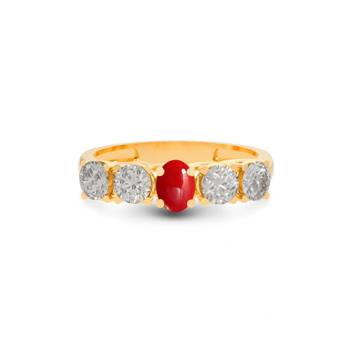 Red Coral Panchdhatu Ring R10