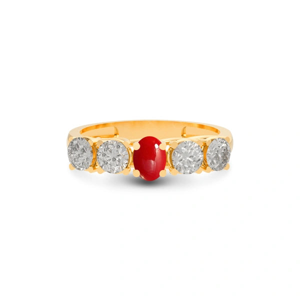 Red Coral Panchdhatu Ring R10