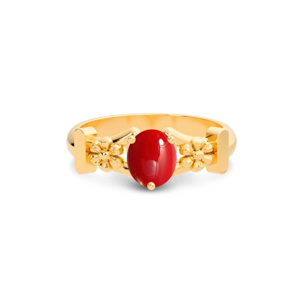 Red Coral Panchdhatu Ring R18