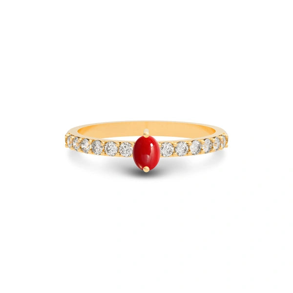 Red Coral Panchdhatu Ring R20