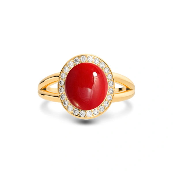 Red Coral Panchdhatu Ring R21