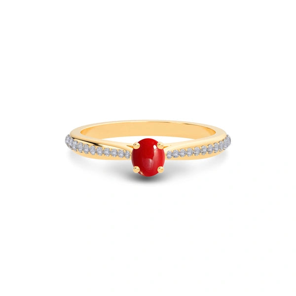 Red Coral Panchdhatu Ring R25