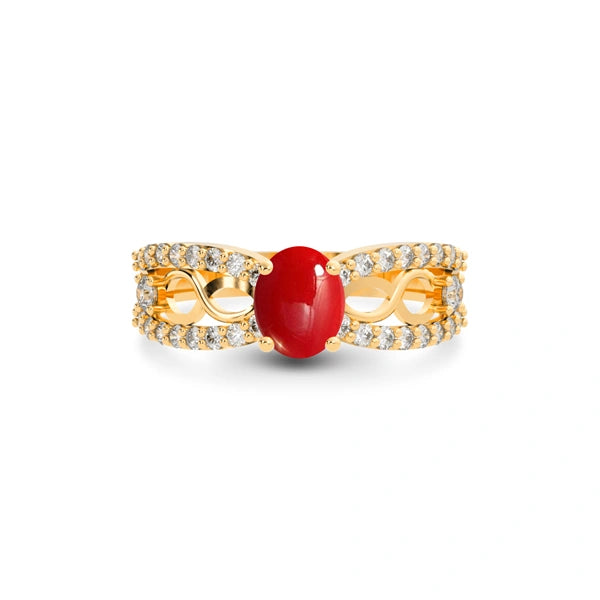 Red Coral Panchdhatu Ring R34