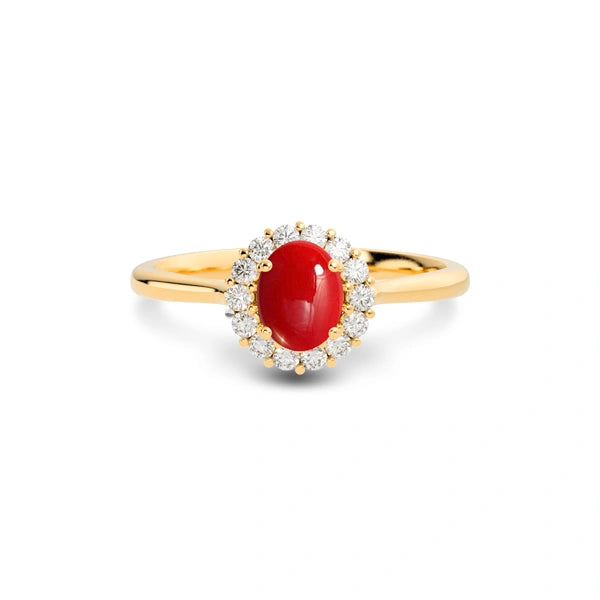 Red Coral Panchdhatu Ring R35