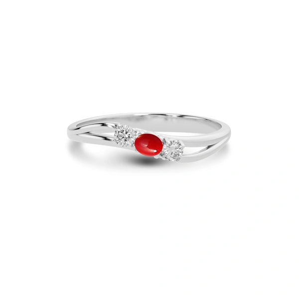 Red Coral Platinum Ring R1